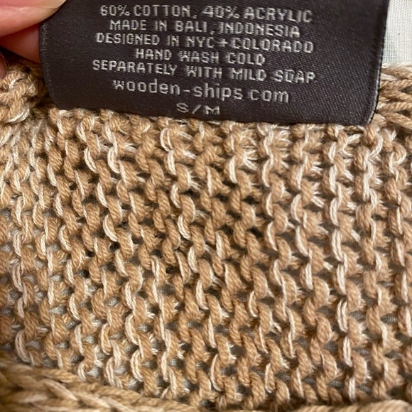 Wooden Ships Cotton Blend Knit Sweater Dolman Sleeves sz S/M Neutral Boho Beach - Picture 13 of 13